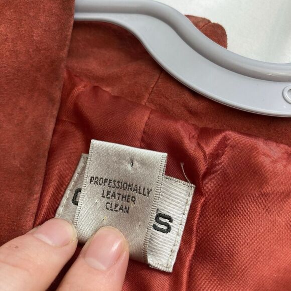 Chico's Women's Red Suede Leather Jacket Size 2 Large Western Boho Hippie Eyelet - Picture 6 of 11